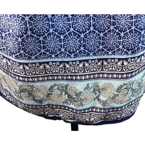 Anne Carson Womens Blue Boho Patterned 3/4 Sleeve Blouse S - Picture 3 of 7